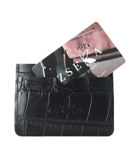 Zséka Leather goods kártyatartó- fekete-kroki